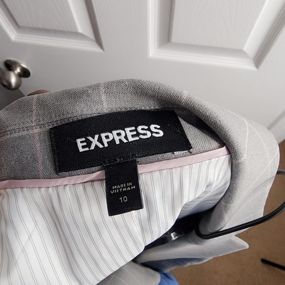 Express Light Gray Blazer with Subtle Pink Accents - Picture 2 of 4